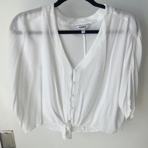 Express tie front white shirt